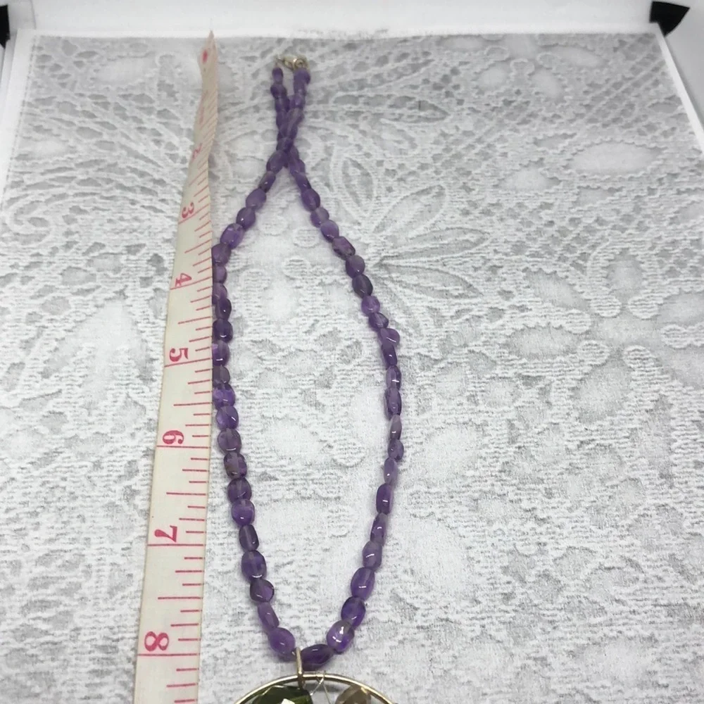 Upcycled sterling silver gemstones and crystals necklace pendant artisan boho